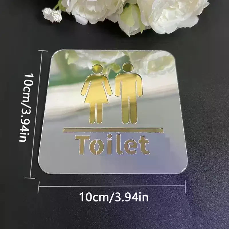 3.94-inch Acrylic Toilet Sign For Men And Women, Bathroom Identification, Round And Square Toilet Mirror Decals For Home Decor. Qme