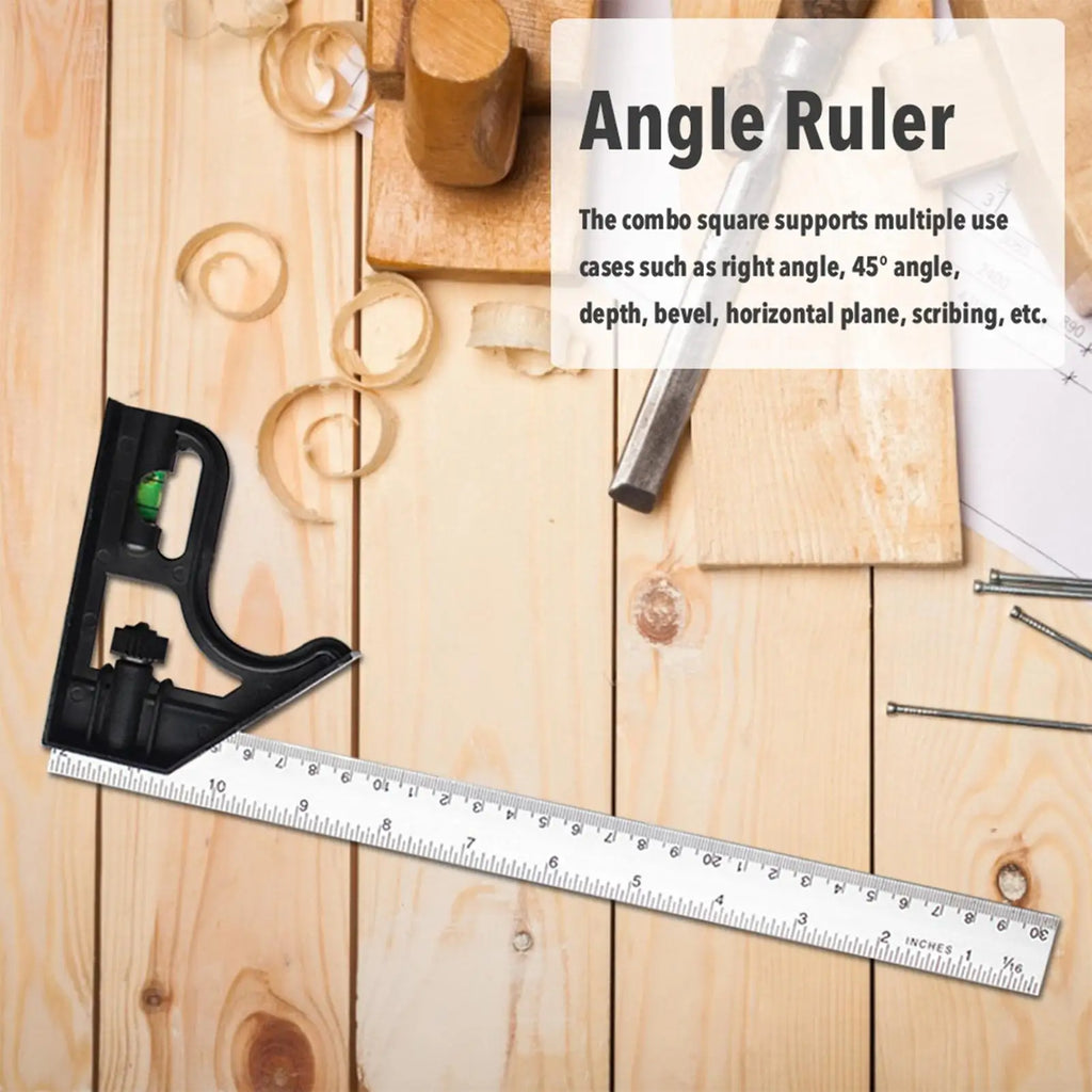 Carpentry Squares Accurate Metal Body Adjustable Angle Square 90/45 Degree Measuring Tool Stainless Steel Multifunctional for Qme