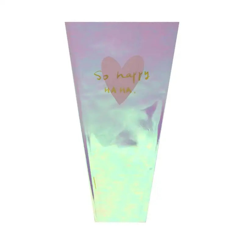 30Pcs Colorful Transparent Flower Packaging Bag Waterproof Laser Love Bouquet Packaging Paper Straight Bag Bouquet Packaging Qme