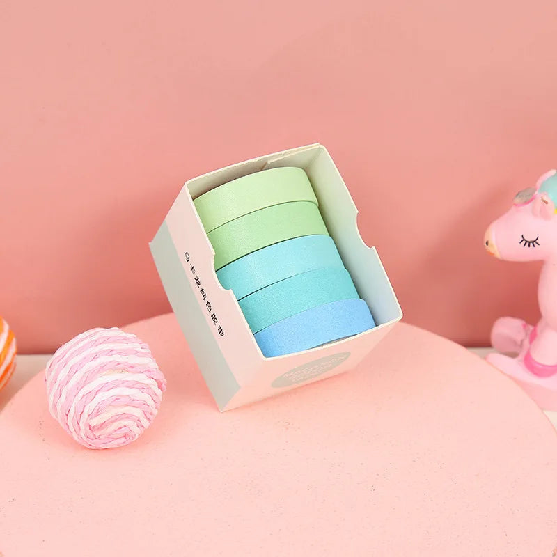 10mm*2m 5 Roll Kawaii Cartoon Washi tape Set Diy Decorative collage Diary Album Scrapbooking material Creativity Decor tape Qme D
