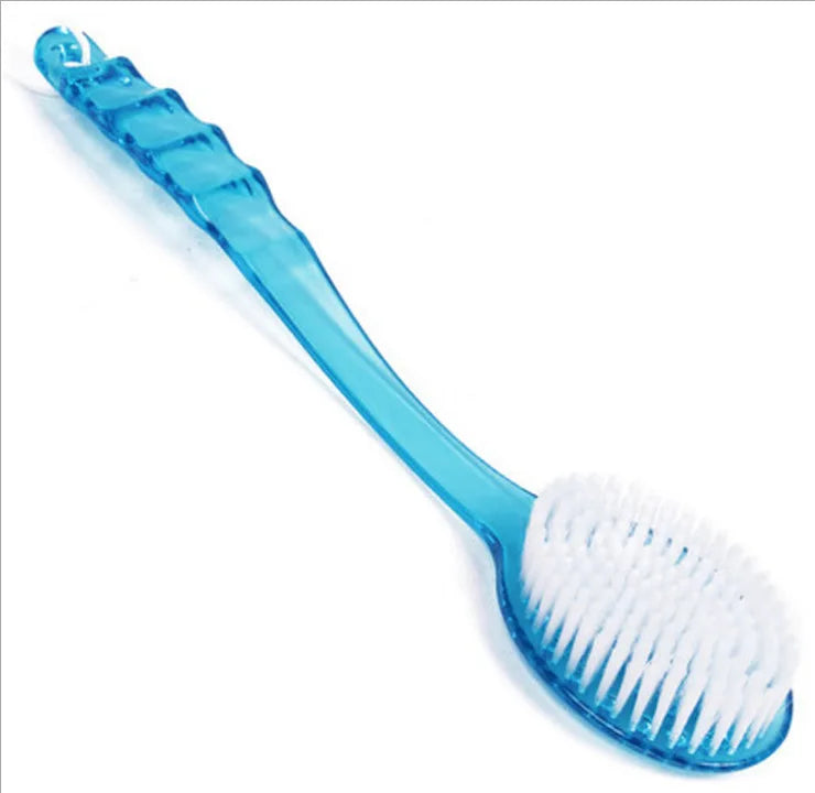 2 in 1 Multi-Purpose Bath-Brush Long Handle Back Scrubber Wet Dry Exfoliating Shower Sponge Skin Massage Tool Qme blue