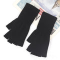 1 Pair Long Gloves Black Fingerless Knitted Gloves for Men Women Warm Outdoor Mitten Cycling Accessories Elastic Work Gloves Qme black