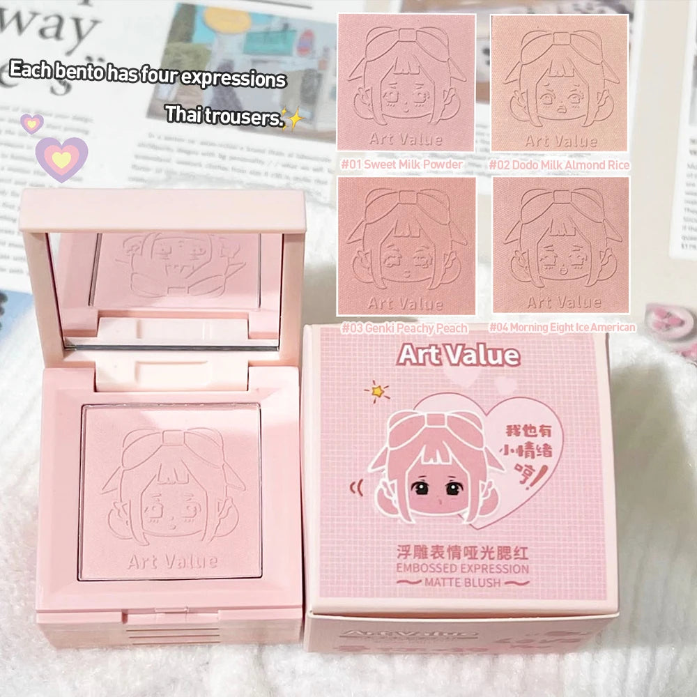 4-in-1 Case Makeup Palette Blush Matte Mineral Powder Long-lasting Natural Cheek Contour Tint 4 Color Face Blush Korean Cosmetic Qme 01