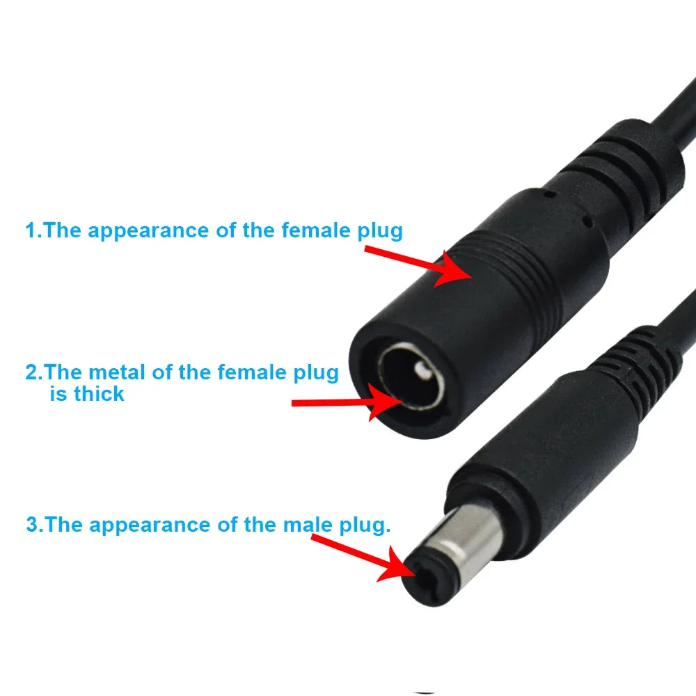 New DC12V Power Extension Cable Male To Female2.5*6mm Connector For CCTV Security Camera Security Black 5M 10m 15m Power cable Qme