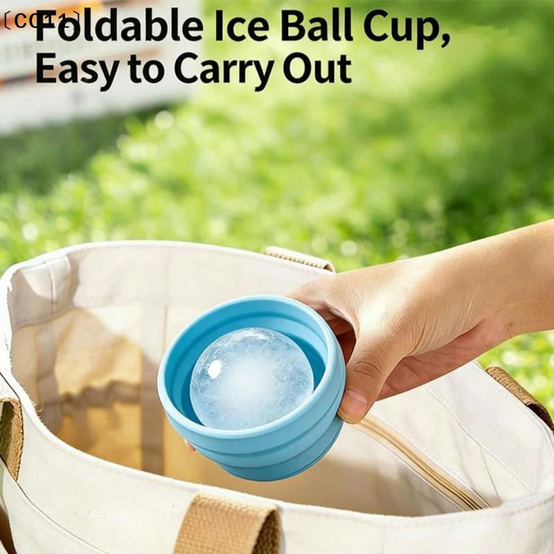 Portable Foldable Ice Ball Cup Built-in Straw Food-grade Silicone Qme