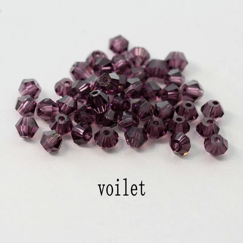 4mm 100pcs Shiny Crystal Beads Bicone Beads Glass Beads Loose Spacer Beads for Bracelet DIY Jewelry Making 200pcs Qme 39