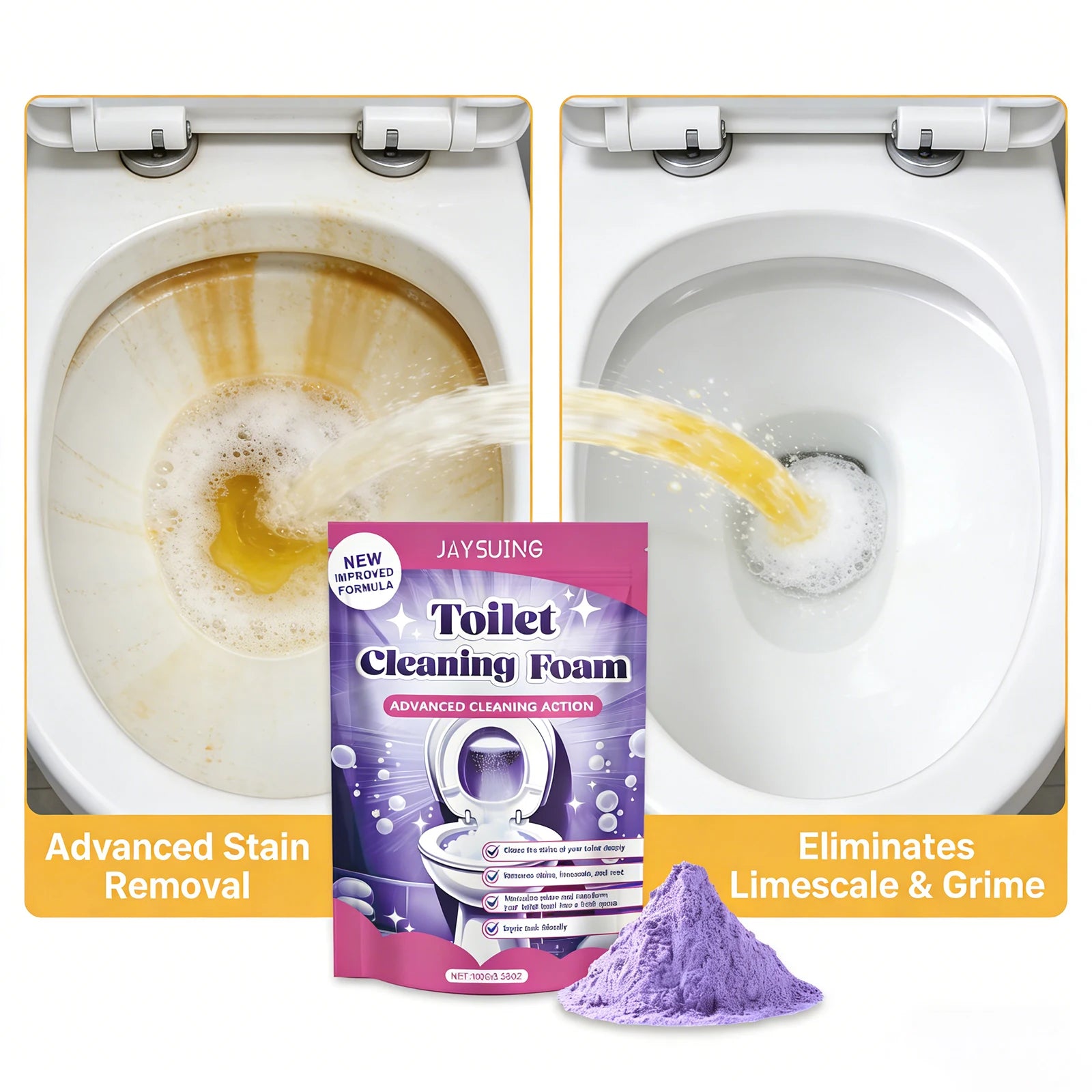 Toilet Cleaning Powder Powerful Cleaning Easy to Remove Stain Eliminate Odor Fresh Fragrance Household Toilet Descaling Powder Qme