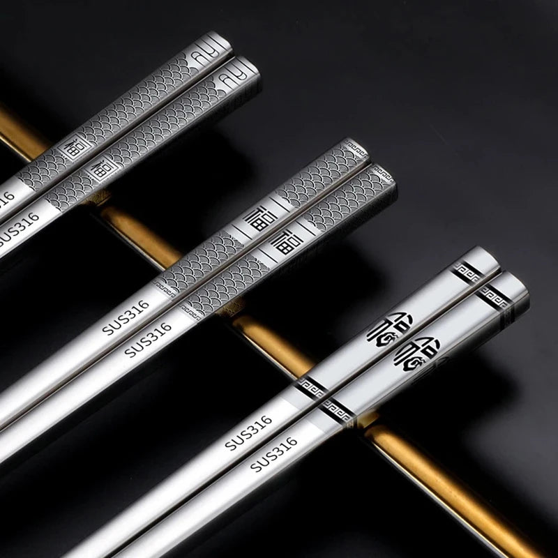 316 Stainless Steel Chopstick Laser Engraving Chinese Chopsticks Qme