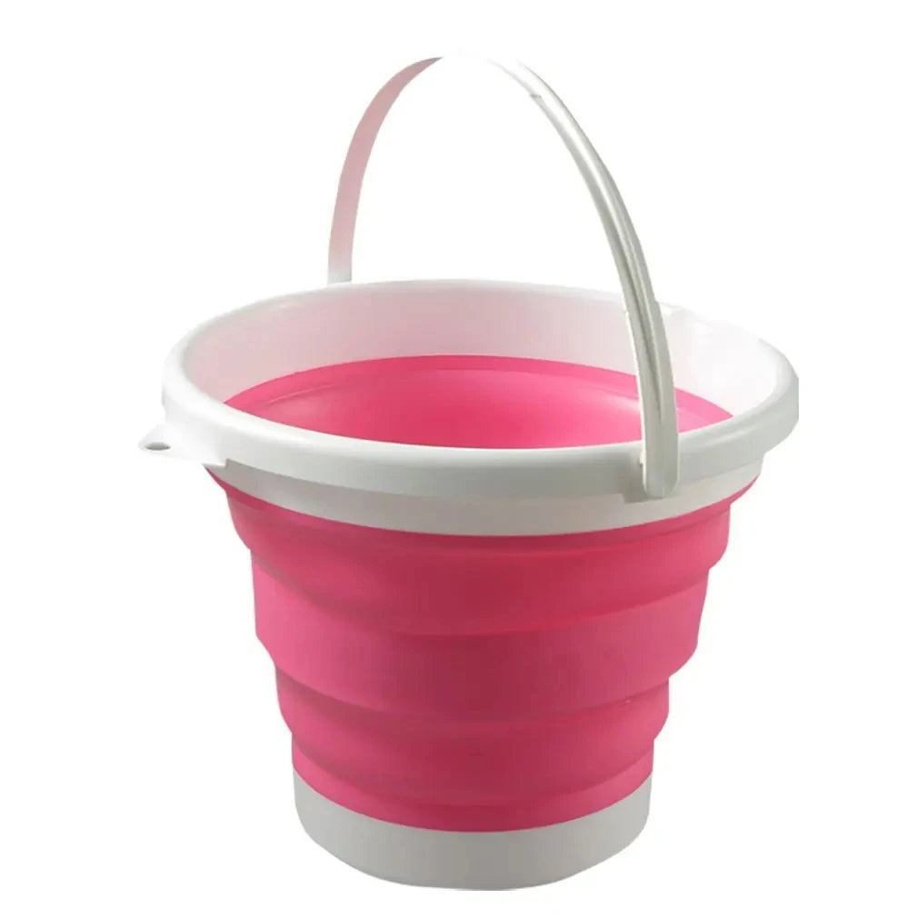3L Collapsible Bucket Portable Folding Water Bucket Car Washing Fishing Bucket Household Plastic Travel Outdoor Camping Bucket Qme pink