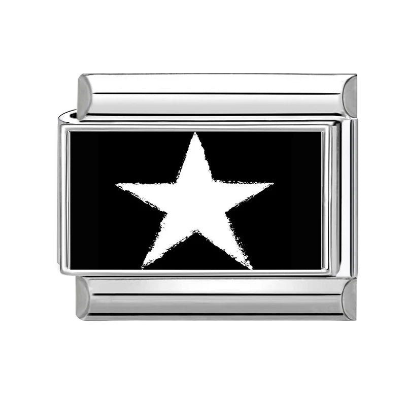 Fashion Personalized DIY Black Color Italian Charm Bracelet Stars Heart Sun Fishs Eyes Bead 9mm Bracelet Stainless Steel Jewelry Qme Style 11