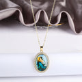 9 Style Acrylic Religious Figures Gold Plated Zirconia Pendant Necklace Classic Prayer Jewelry Anniversary Gift for Women Men9 S Qme 5