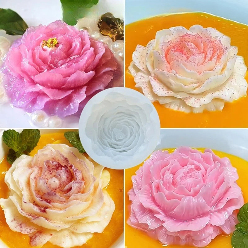 Rose Flower Mold Peony Candle Silicone Cake Chocolate Soap Qme