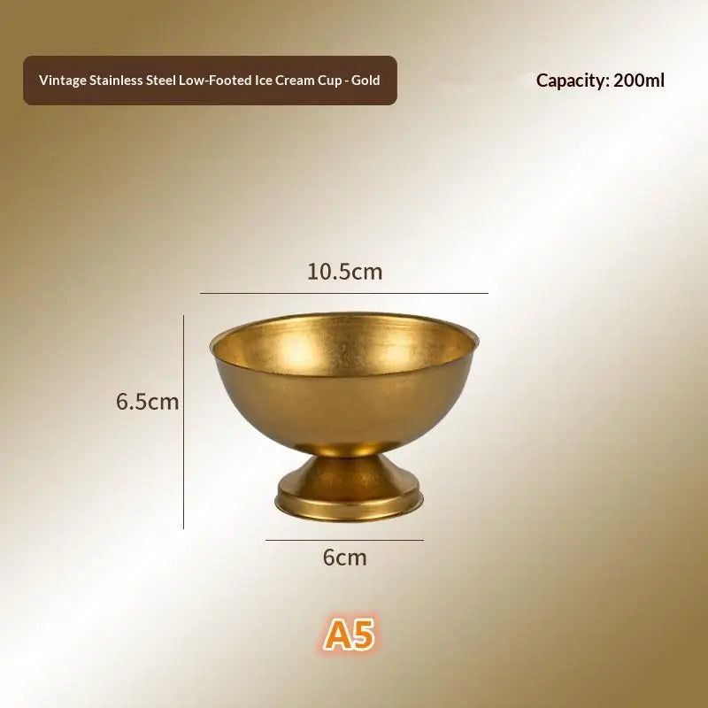 Retro Ice Cream Goblet Stainless Steel Food Grade Dishwasher Safe Qme A5