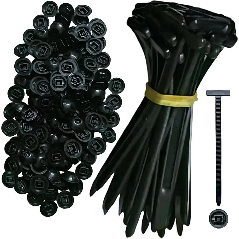 300PCS Nylon Universal Cable Tie Buckle Heavy Duty Self-Locking Zip Ties Holder with Pin Fasteners Car Body UV Resistant Zipties Qme