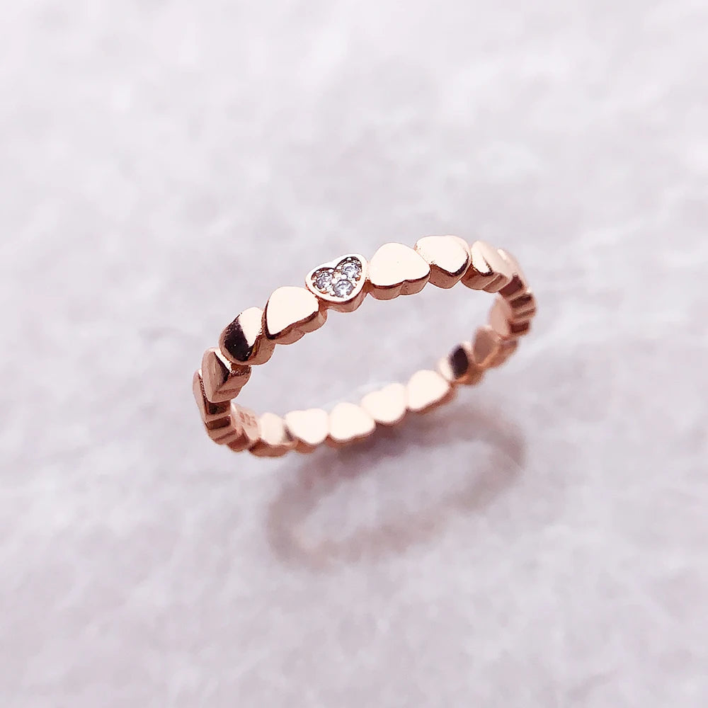 Ring Love Hearts Europe Style Romantic Fine Jewelry For Women Brand New Pure 925 Sterling Silver Gift Qme