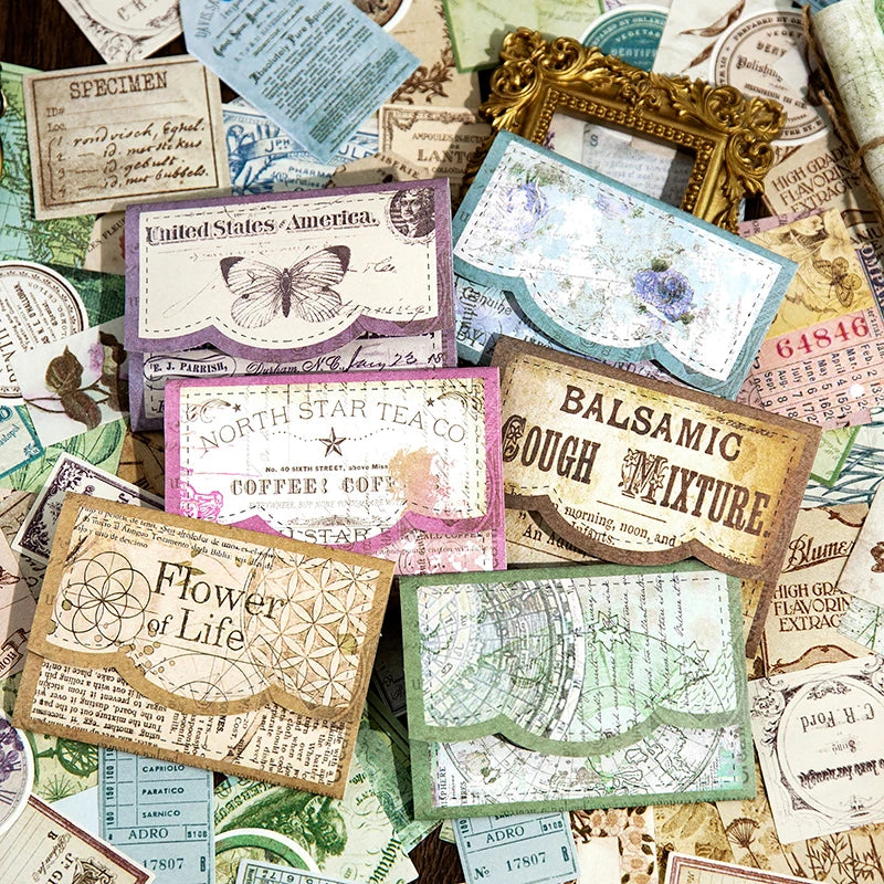6 Styles 30 Sheets/pack Handbook Small Device Decoration Material Vintage Aesthetic Envelope Notebook DIY Collage Qme