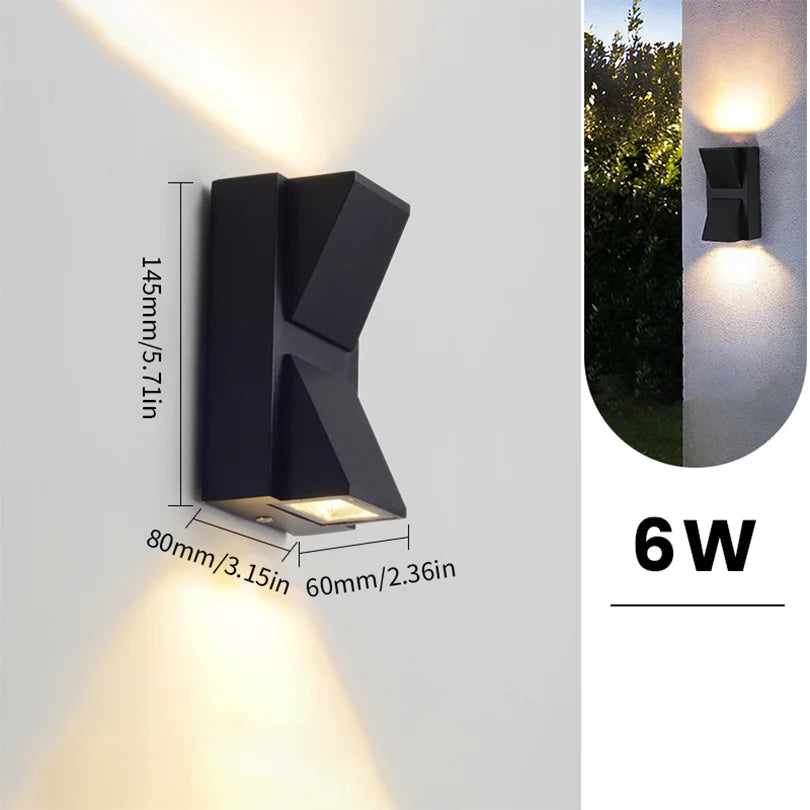Aluminium Wall Lamp Waterproof Outdoor LED Wall Light IP65 Garden Lighting Lamp for Sconce Balcony Decoration AC110V 220V Qme Warm white E