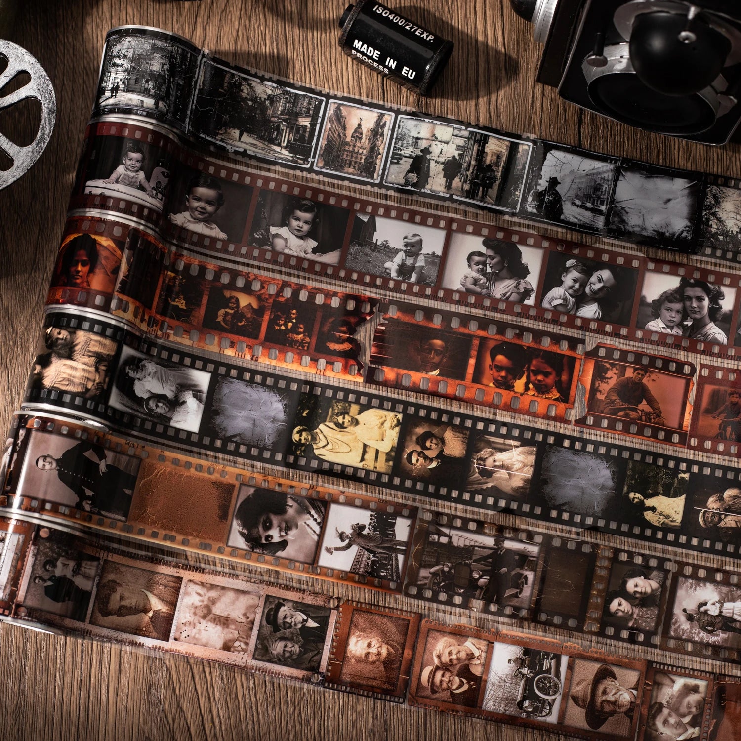 1Roll Retro Memory Film Theme PET Tape for Scrapbooking Journaling Collage Decorate Phone Case Notebook DIY Craft Supplies Qme