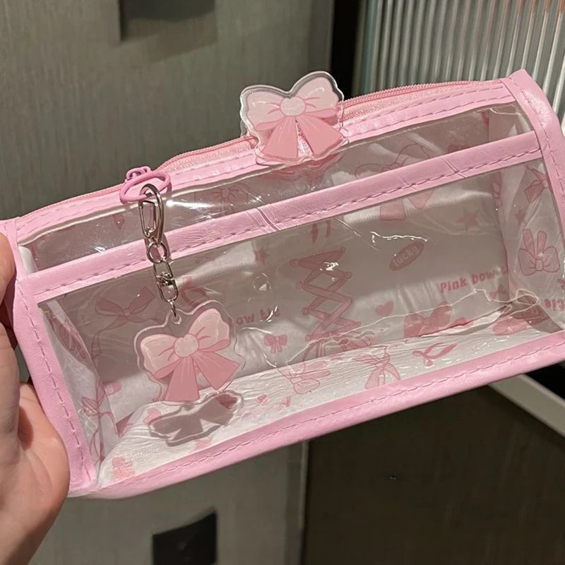 Large-capacity Cartoon Translucent Pencil Case Multi-layer Vertical Qme