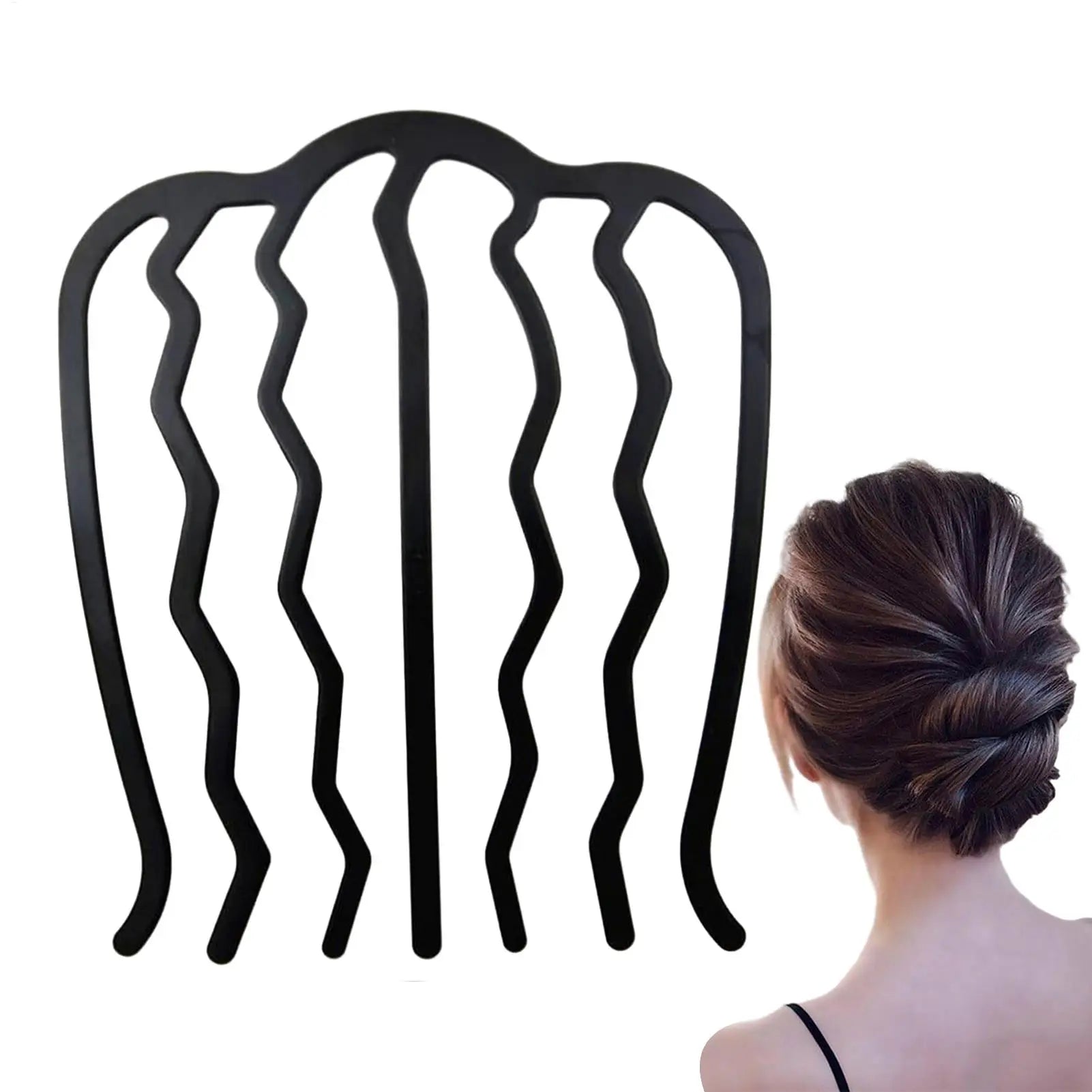 Metal hair side comb hair fork clip teeth hair clip rod for high bun hair U-shaped retro hairstyle hair accessories Qme
