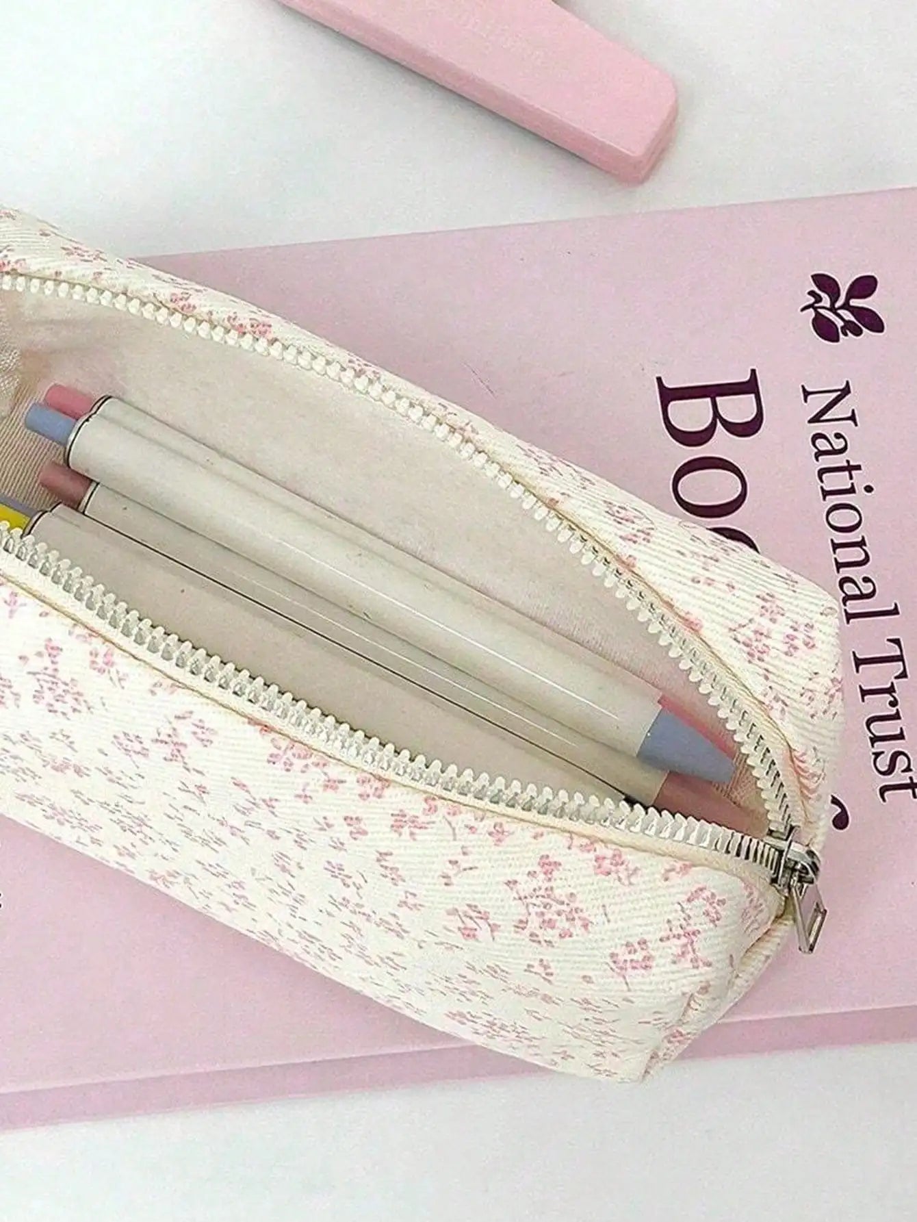 Pink Purple Pencil Case Ins Stationery Bag Multi-functional Cosmetic Qme