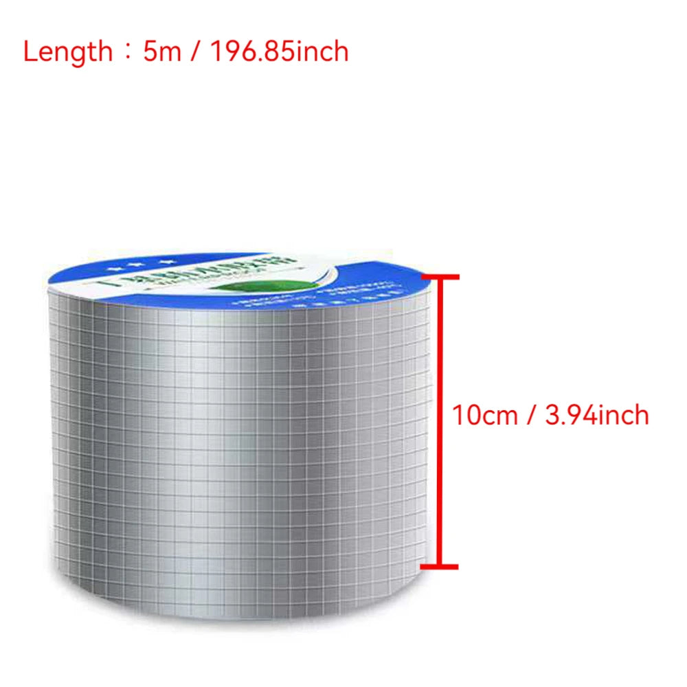 Butyl Seal Tape Aluminum Foil Waterproof Strong Adhesive for Roof Pipe Crack Repair Ductility Thickened Foil Leak Proof Seal Qme 10cmx5m