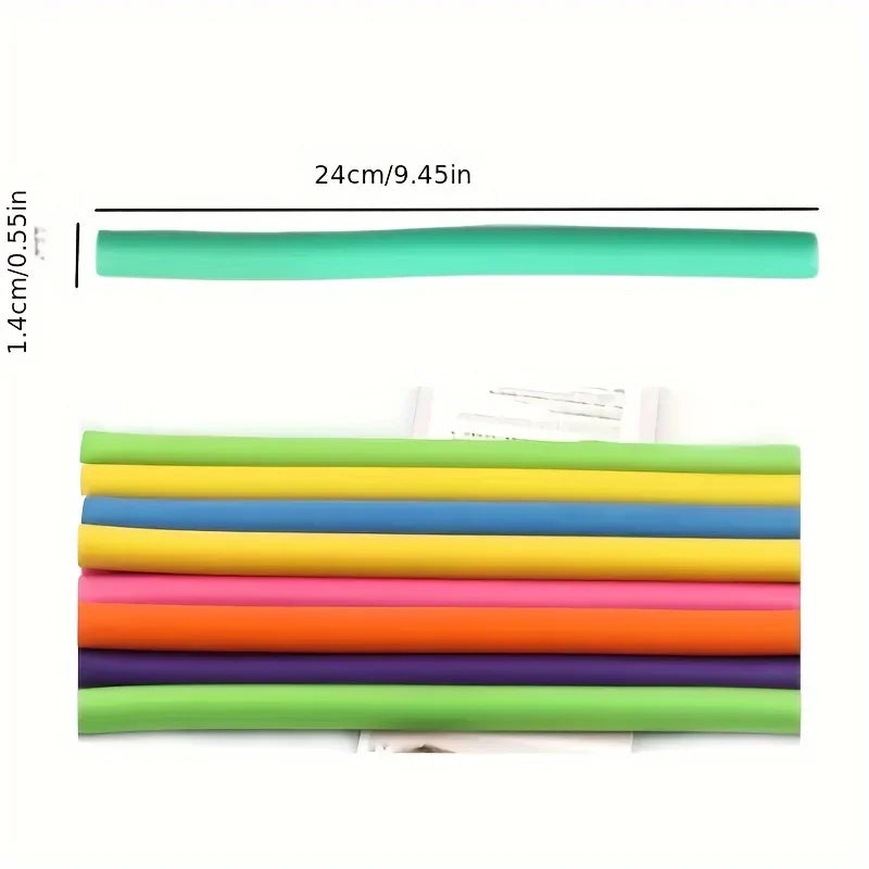 10PCS Flexible Heatless Hair Rollers - Bendy Twist Curling Rods For DIY Soft Foam Curls - Hair Styling Tools For Natural Qme