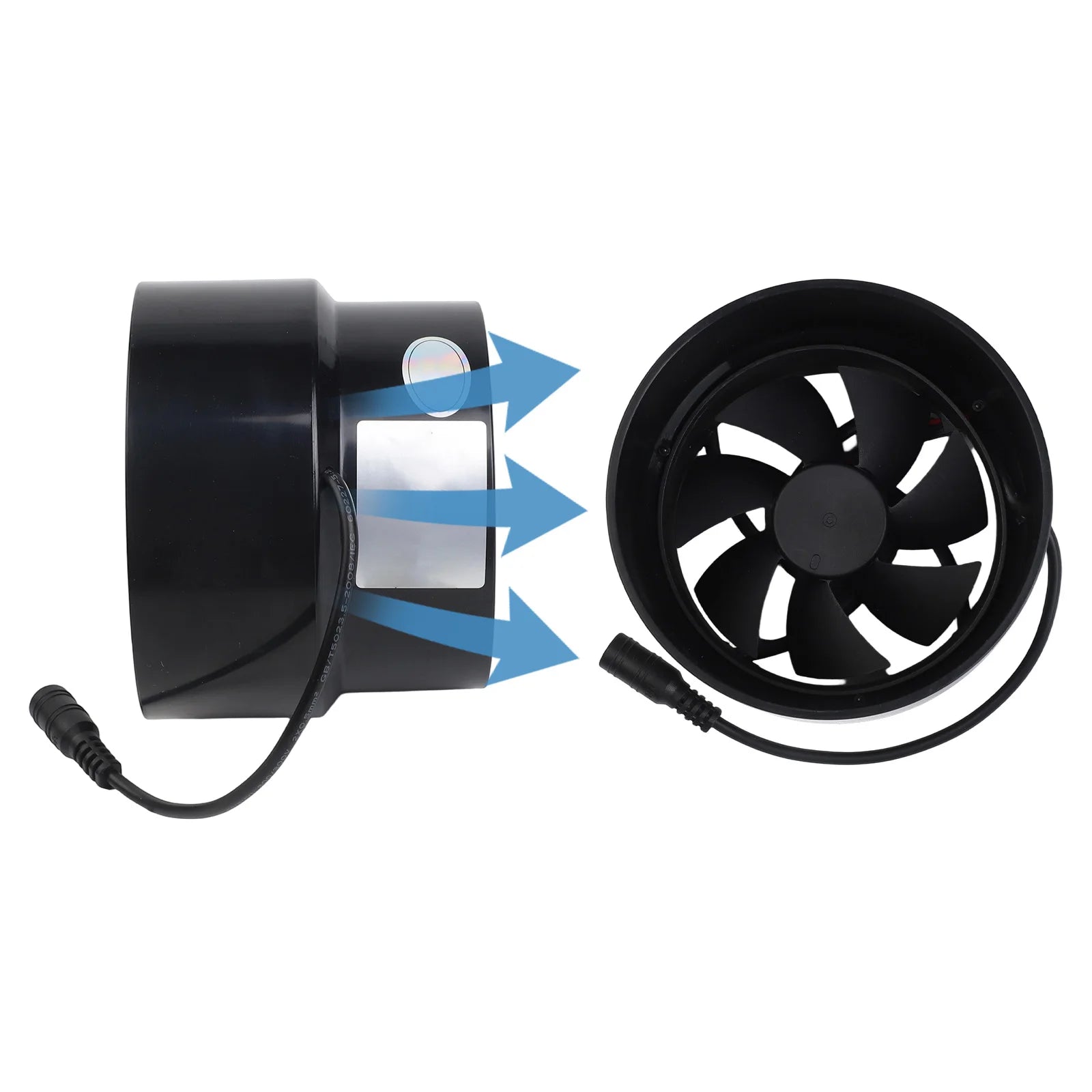 12V Black Duct Fan Ventilation Exhaust Indoor Outdoor Home Kitchen Qme Air outlet