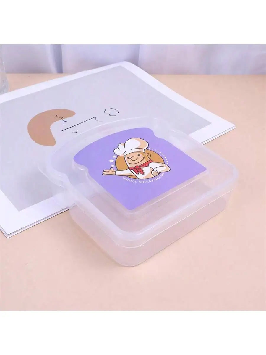 Portable Toaster Sandwich Box Transparent Tape Bread Dessert Food Qme purple