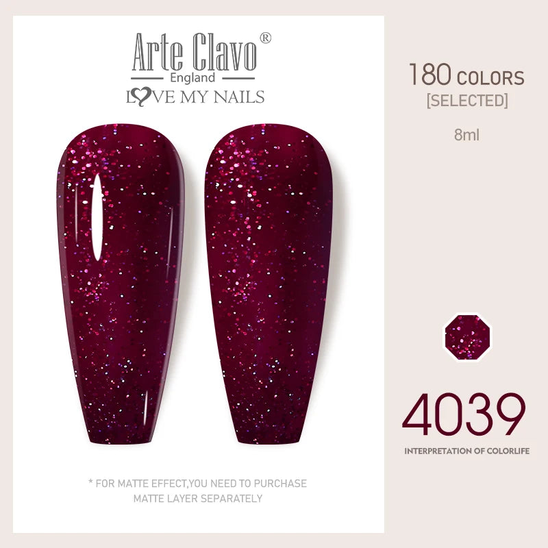 Arte Clavo Colorful Glitter Series UV Gel Nail Polish Sequin Soak Off