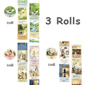 3 Rolls Four Seasons Scenery & Figure Washi Tape, Art Journal Background Supplies, Versatile High-Value Stationery, Qme A