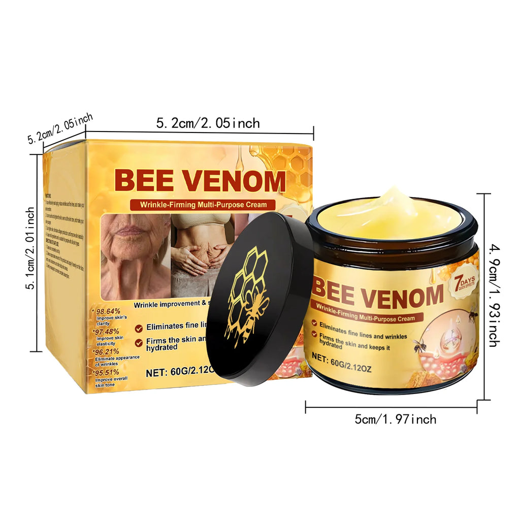 Bee Venom Firming Cream for Sagging Skin Lifting Tightening Anti Wrinkle Fade Fine Lines Hydrating Multi Action Body Cream Qme 60g Boxed