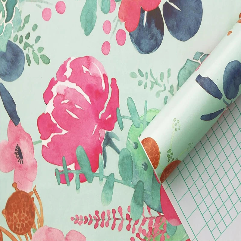 Floral Self Adhesive Wallpaper Waterproof Removable Wall Decal Qme