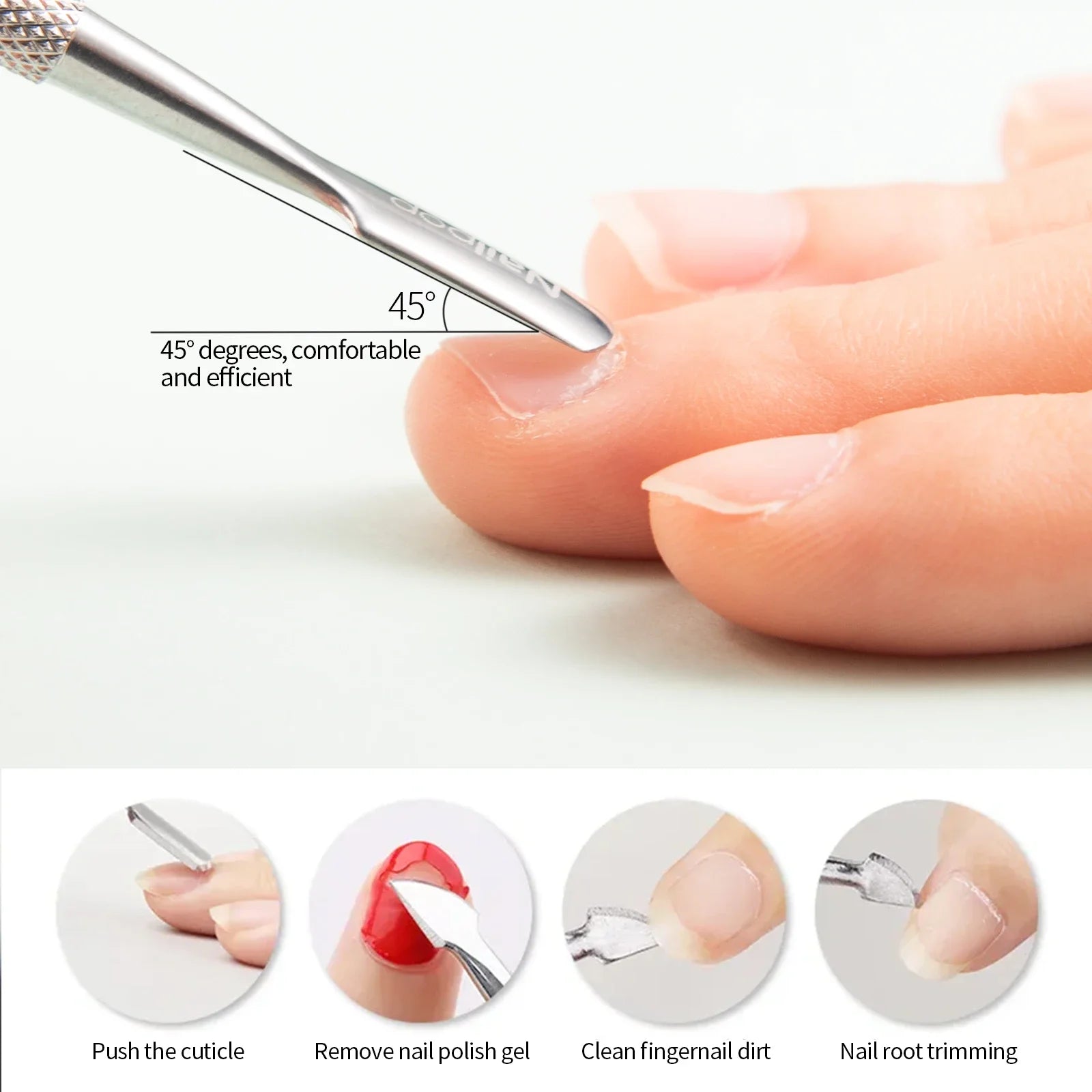 Nailpop Professional Nail Cuticle Trimmer Pusher Ergonomic Stainless Qme