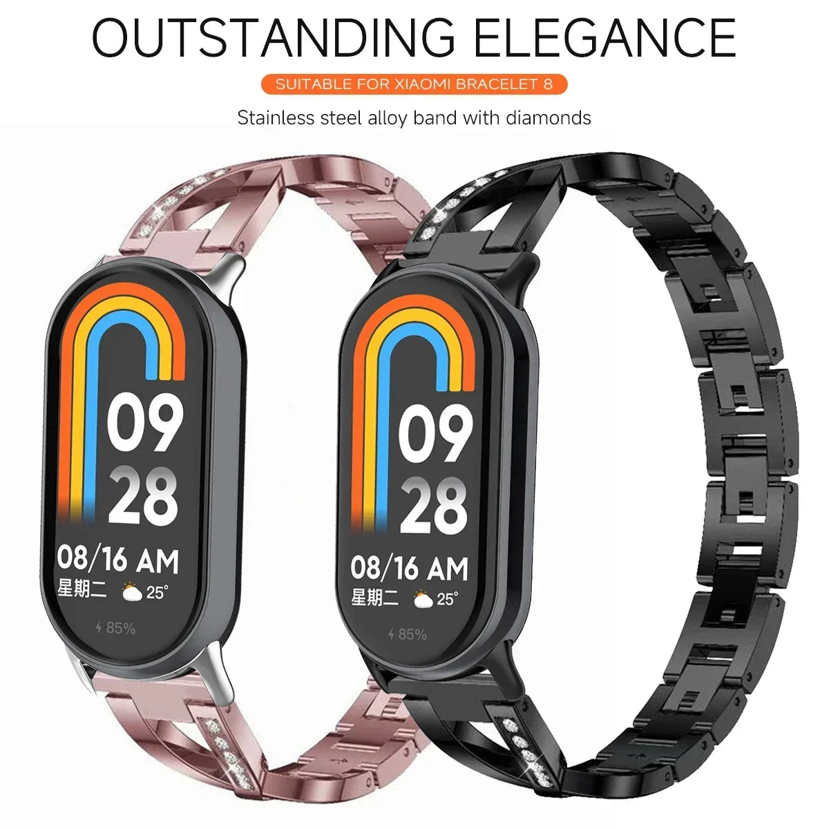 Stainless Steel Strap for Xiaomi Mi Band 8 Material Metal Wistband for Xiaomi Mi Band 9 women Smart strap accessories bracelet Qme