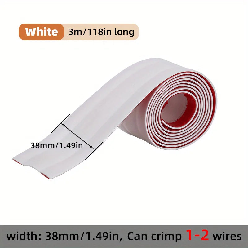 Cable Protector Self-Adhesive PVC Wire Protection Strip Insulation Cord Protection Cover Wear Resistant Prevent Trip Organizers Qme White-3.8cm 1M