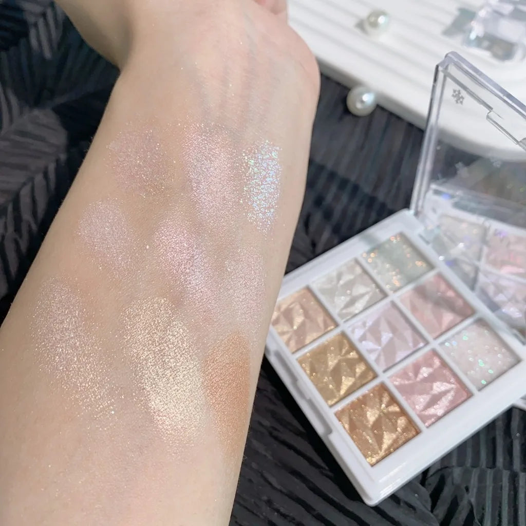 Nine-color Shimmer Eyeshadow Palette Containing Fine Sequins Qme