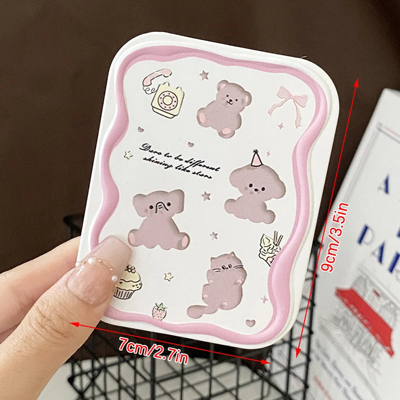 Portable Creative Women Girls Handheld Mirror Cartoon Cute Bear Qme