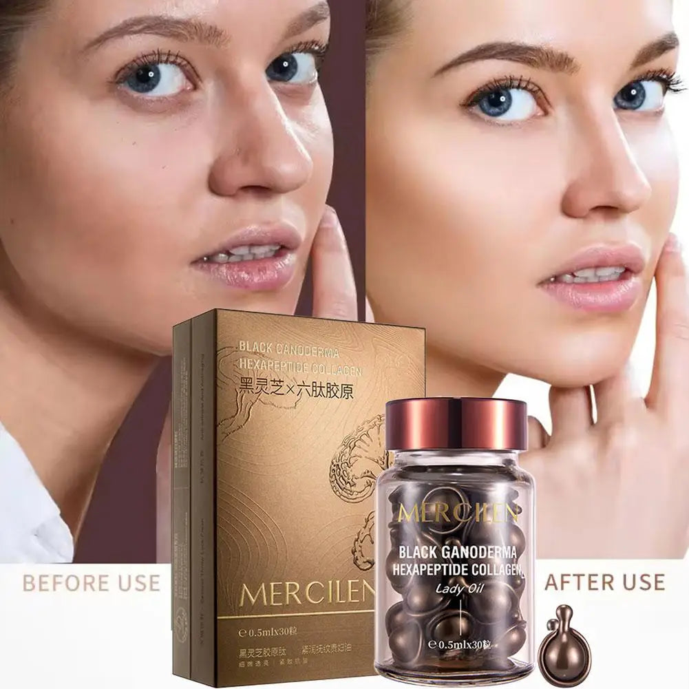 Black Ganoderma Collagen Ampoules , Tender Skin Hydrating Eye Cream Nourishing And Hydrating Facial Essence 30pcs Qme