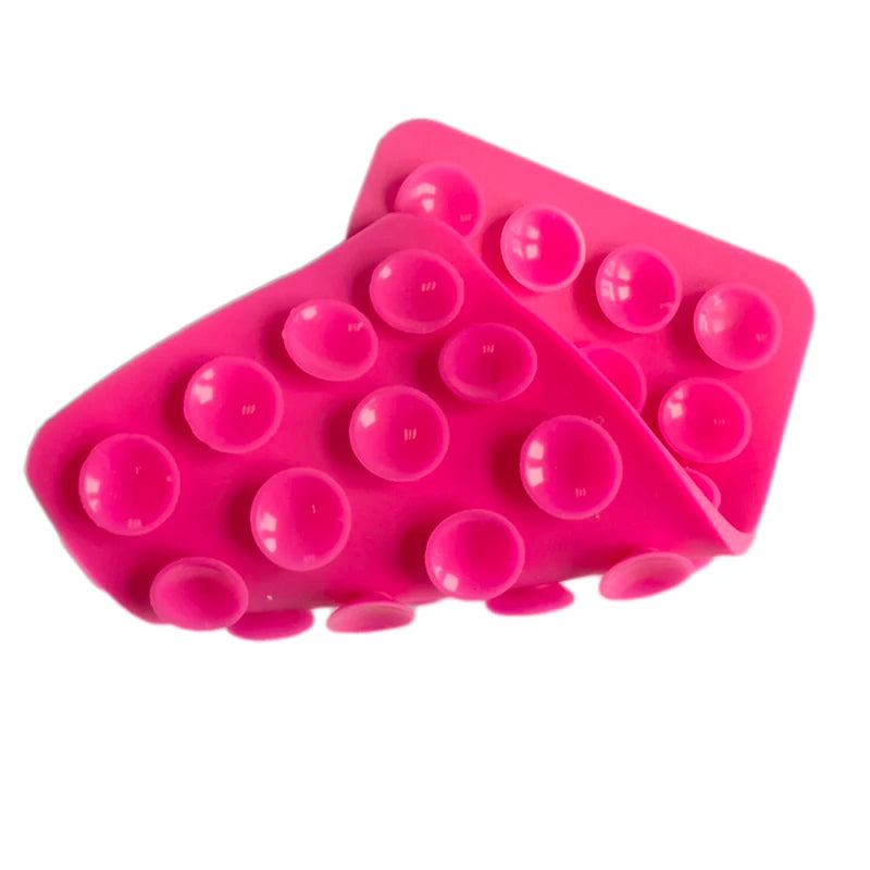 Double Side Silicone Suction Pad Mobile Phone Fixture Strong Reusable Qme Rose red