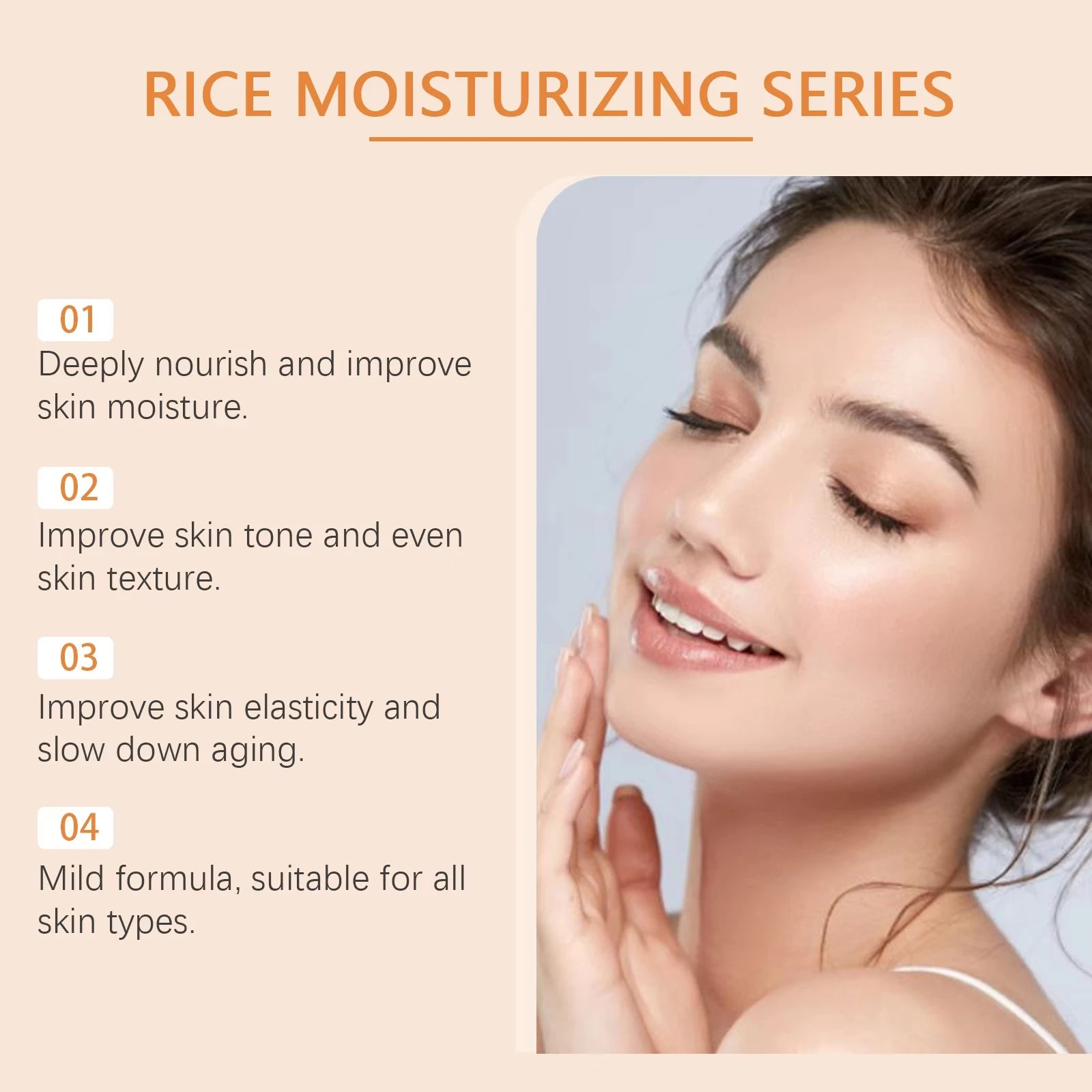 Rice Skincare Set 5 IN1 Gentle Brightening Makeup Remover Makeup Remover Toner Face Cream Eye Cream Moisturizing Glowing Skin Qme