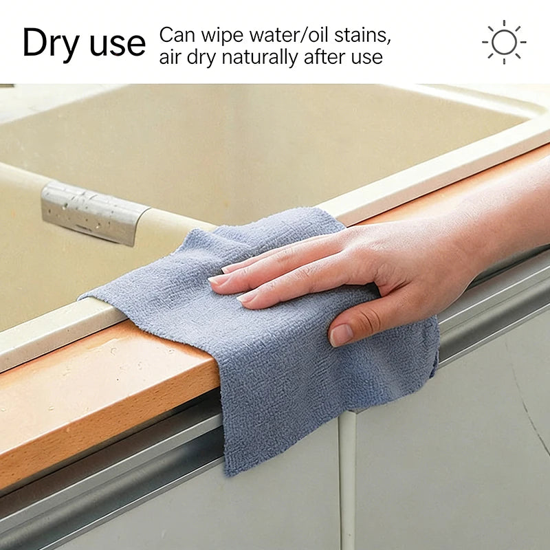 Removable Dishcloth 25x25cm Reusable Microfiber Kitchen Towels Absorbent Qme