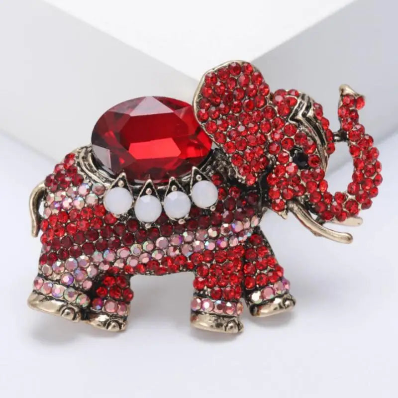 Luxury Rhinestone Elephant Brooches For Women Unisex Enamel Animal Pins Office Party Friend Fashion Gifts Jewelry Accessories Qme A1