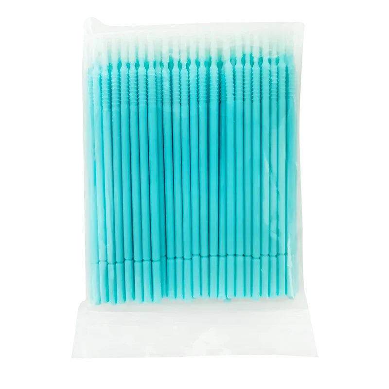 100pcs/Pack Bendable Micro Brushes Disposable Microbrush Applicators Eyelash Extensions Eyelash Glue Cleaning Brush for Eyelash Qme Green