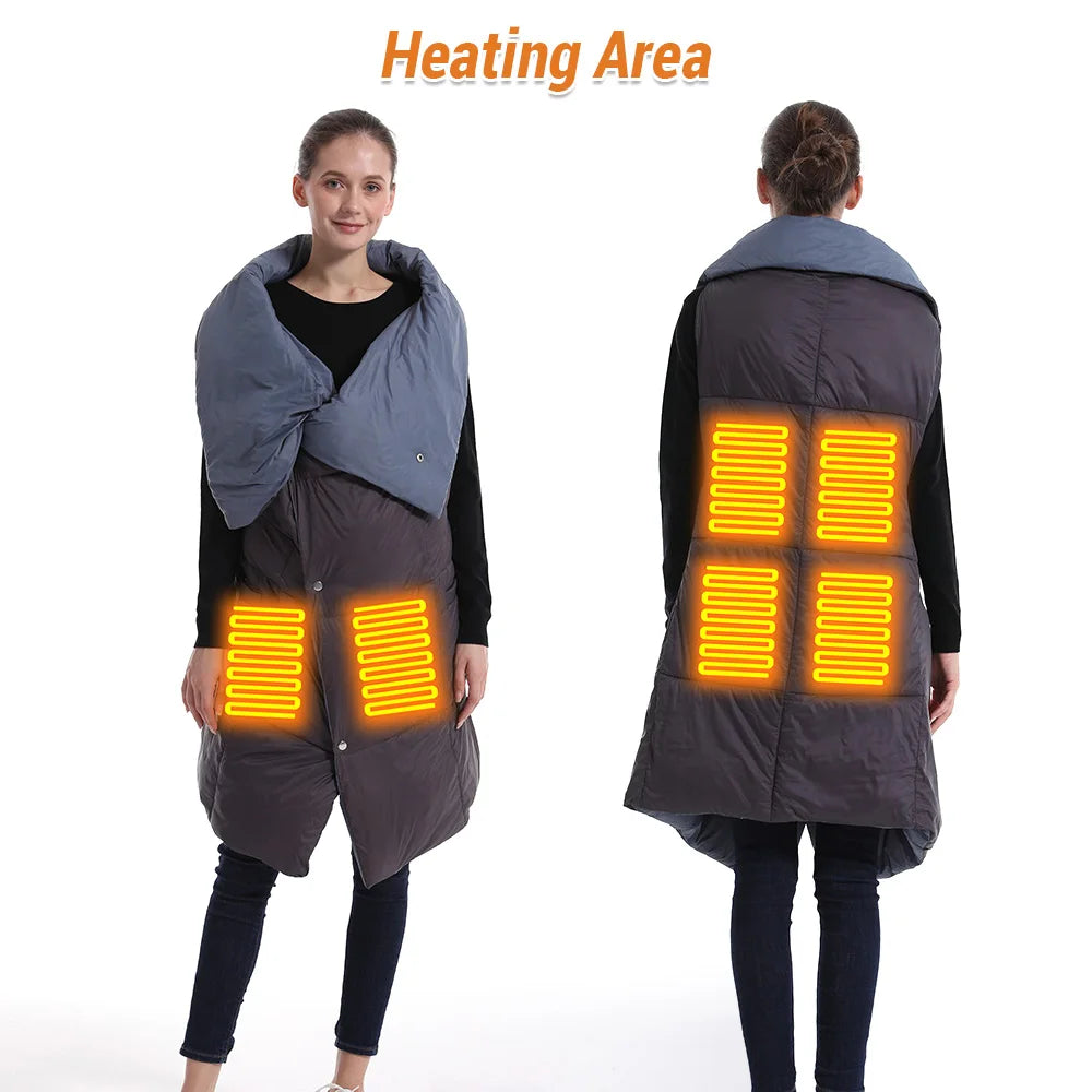 Warmer Blanket USB Electric Blanket Soft Fast Heating Shawl Blanket 3 Levels Heated Vest for Outdoors Camping Qme China Mainland