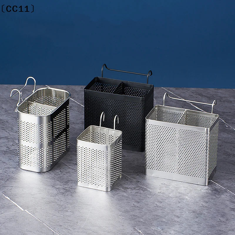 Stainless Steel Utensil Holder Dish Rack Chopstick Basket Silverware Qme