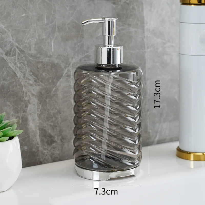 2-Piece Press-type Travel Dispenser Bottle,Foaming Bottle for Bathroom Shampoo Shower Gel Hand Soap,Toiletries Storage Container Qme TGreStripeCircle 2PCS
