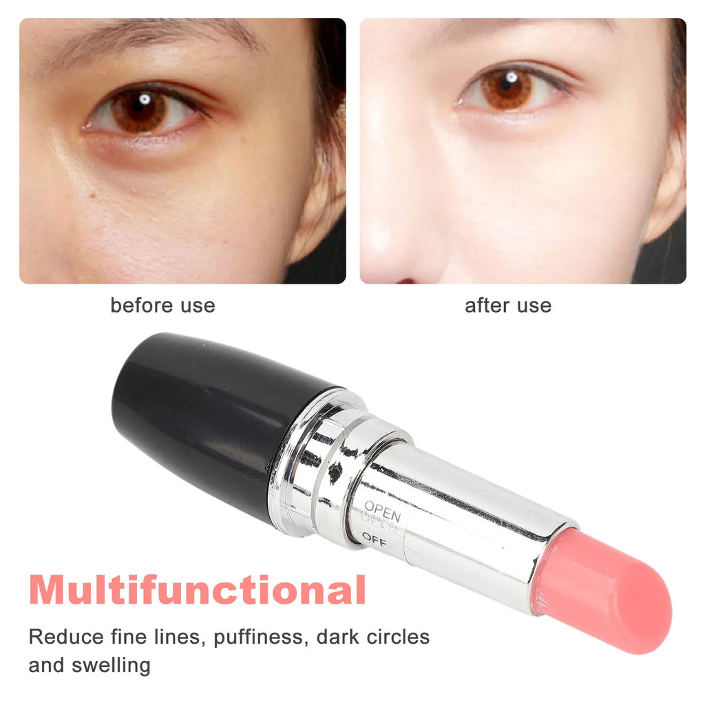 Portable Lipstick Massager Lipstick Massager Portable Black Lipstick Shape Vibration Face Massage Wand for Facial Eye Qme