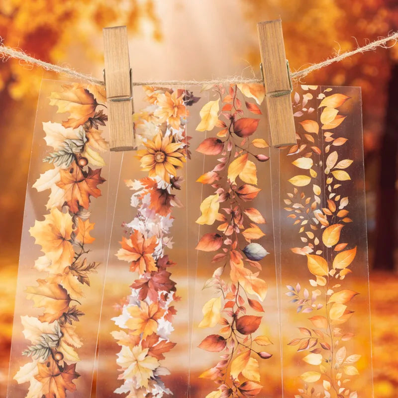 45mm*2m Autumn leaves PET Tape Scrapbooking Decoration Collage Journal Masking Tapes Diary Craft Stickers Stationery supplies Qme