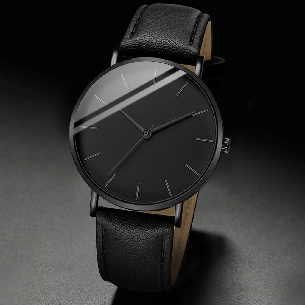 5PCS Minimalist stud watch, fashionable casual belt, student watch, new men's business quartz watch set Qme